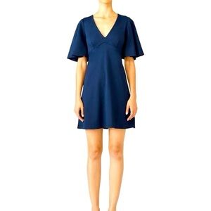 Amanda Uprichard | Navy Blue Ruffle Cap Sleeve Sheath Dress size medium